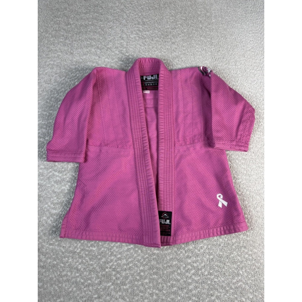 Fuji Kimonos BJJ Brazilian Jiu Jitsu Kimono Gi Jacket Girls XS Top Pink Ribbon